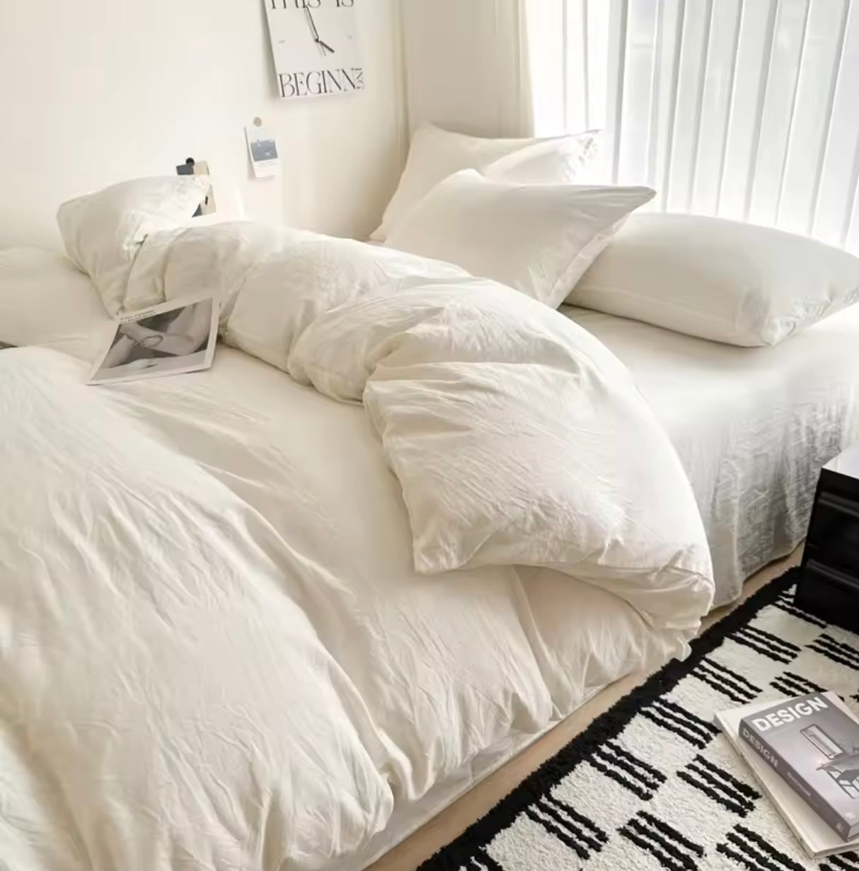 15 separate color Bed Linen Solid Cotton Bedding Set with Sheet Duvet Cover Pillowcases Single Couple Bedsheet King Queen Double Twin Size