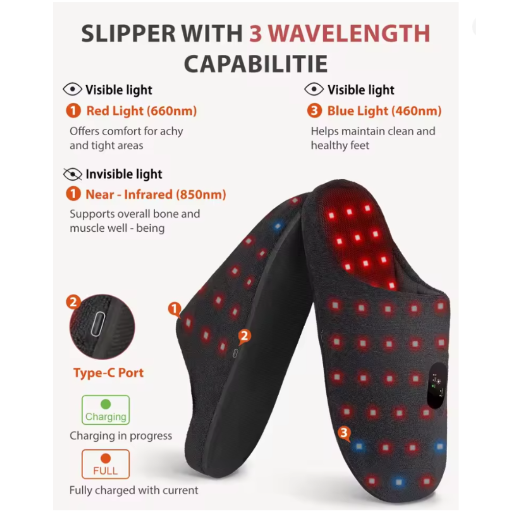 Astarexin Red Light Therapy Slippers Rechargeable 460nm For Feet Therapy Device at Home Heating Treat Inflammation Relieve pain