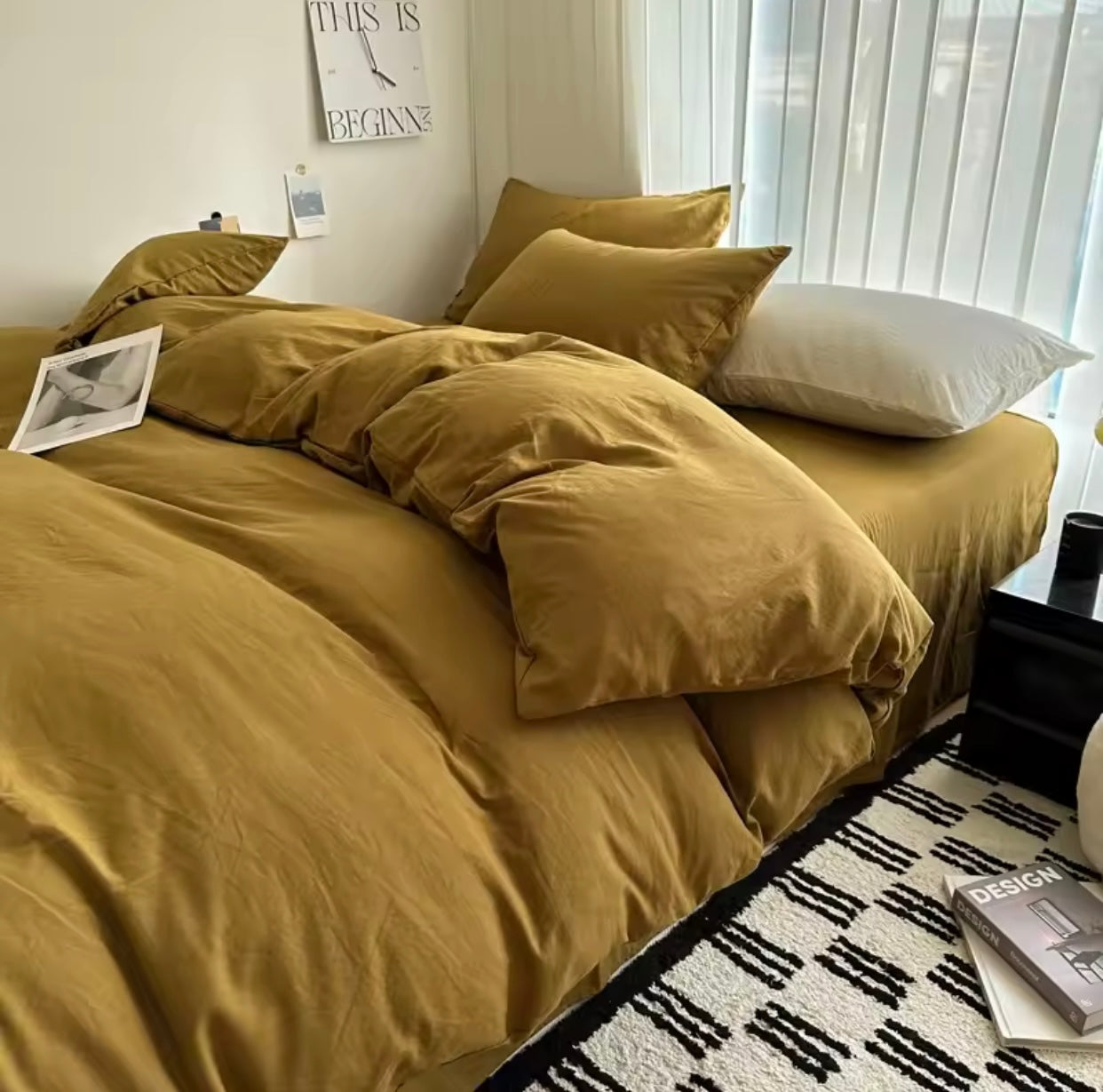 15 separate color Bed Linen Solid Cotton Bedding Set with Sheet Duvet Cover Pillowcases Single Couple Bedsheet King Queen Double Twin Size