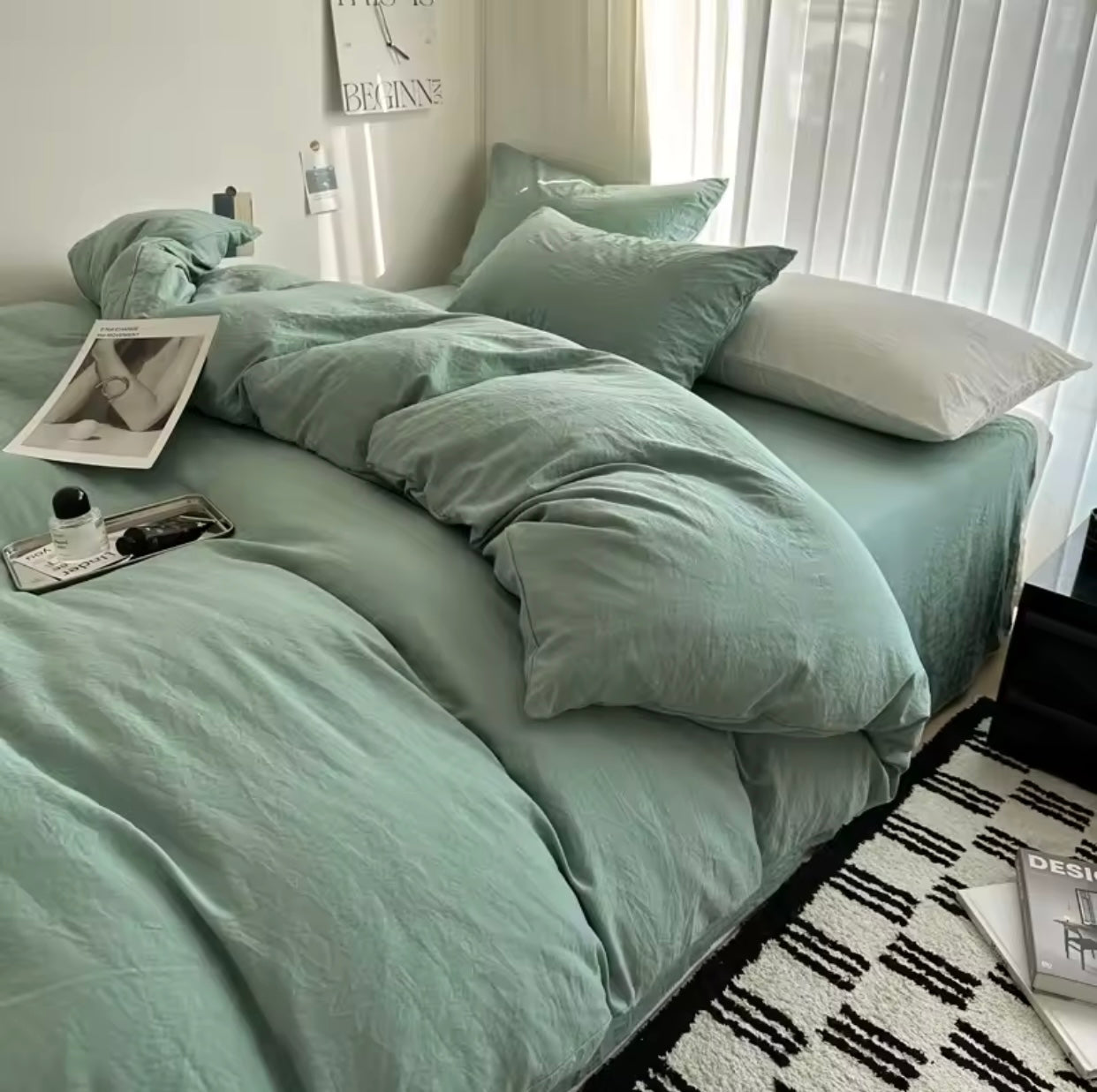 15 separate color Bed Linen Solid Cotton Bedding Set with Sheet Duvet Cover Pillowcases Single Couple Bedsheet King Queen Double Twin Size