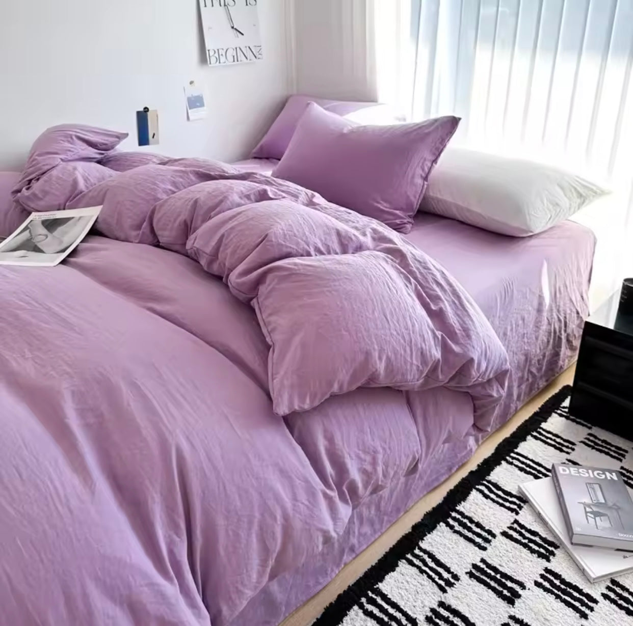 15 separate color Bed Linen Solid Cotton Bedding Set with Sheet Duvet Cover Pillowcases Single Couple Bedsheet King Queen Double Twin Size