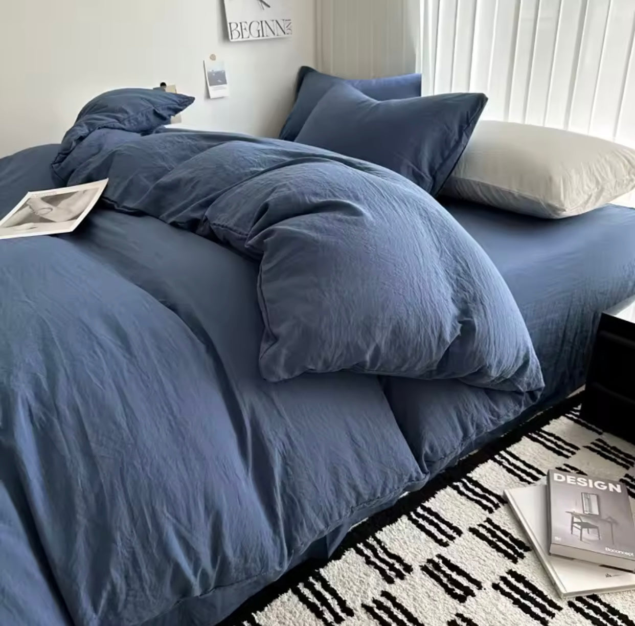 15 separate color Bed Linen Solid Cotton Bedding Set with Sheet Duvet Cover Pillowcases Single Couple Bedsheet King Queen Double Twin Size