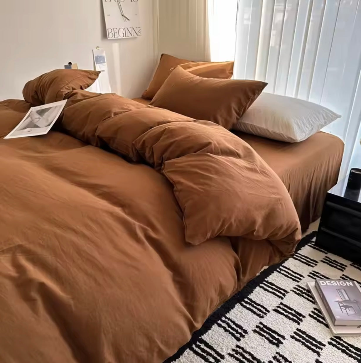 15 separate color Bed Linen Solid Cotton Bedding Set with Sheet Duvet Cover Pillowcases Single Couple Bedsheet King Queen Double Twin Size
