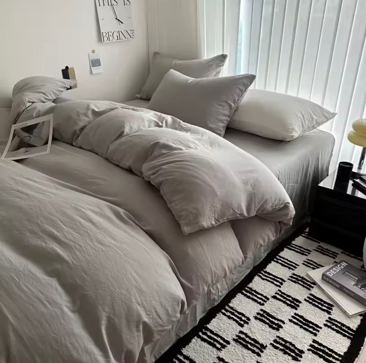 15 separate color Bed Linen Solid Cotton Bedding Set with Sheet Duvet Cover Pillowcases Single Couple Bedsheet King Queen Double Twin Size