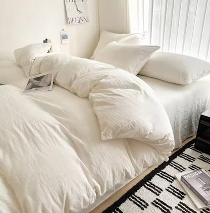 15 separate color Bed Linen Solid Cotton Bedding Set with Sheet Duvet Cover Pillowcases Single Couple Bedsheet King Queen Double Twin Size