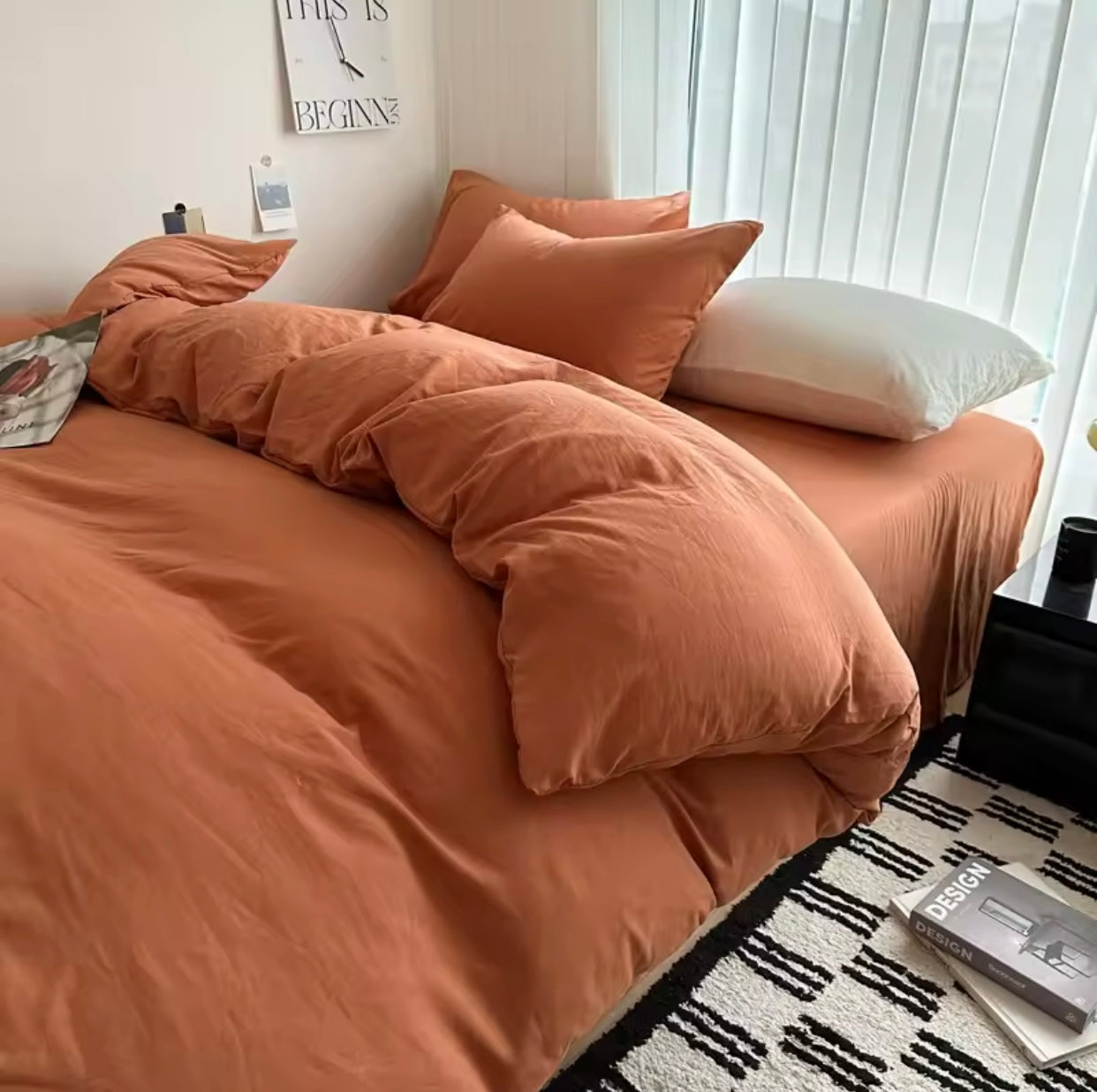 15 separate color Bed Linen Solid Cotton Bedding Set with Sheet Duvet Cover Pillowcases Single Couple Bedsheet King Queen Double Twin Size
