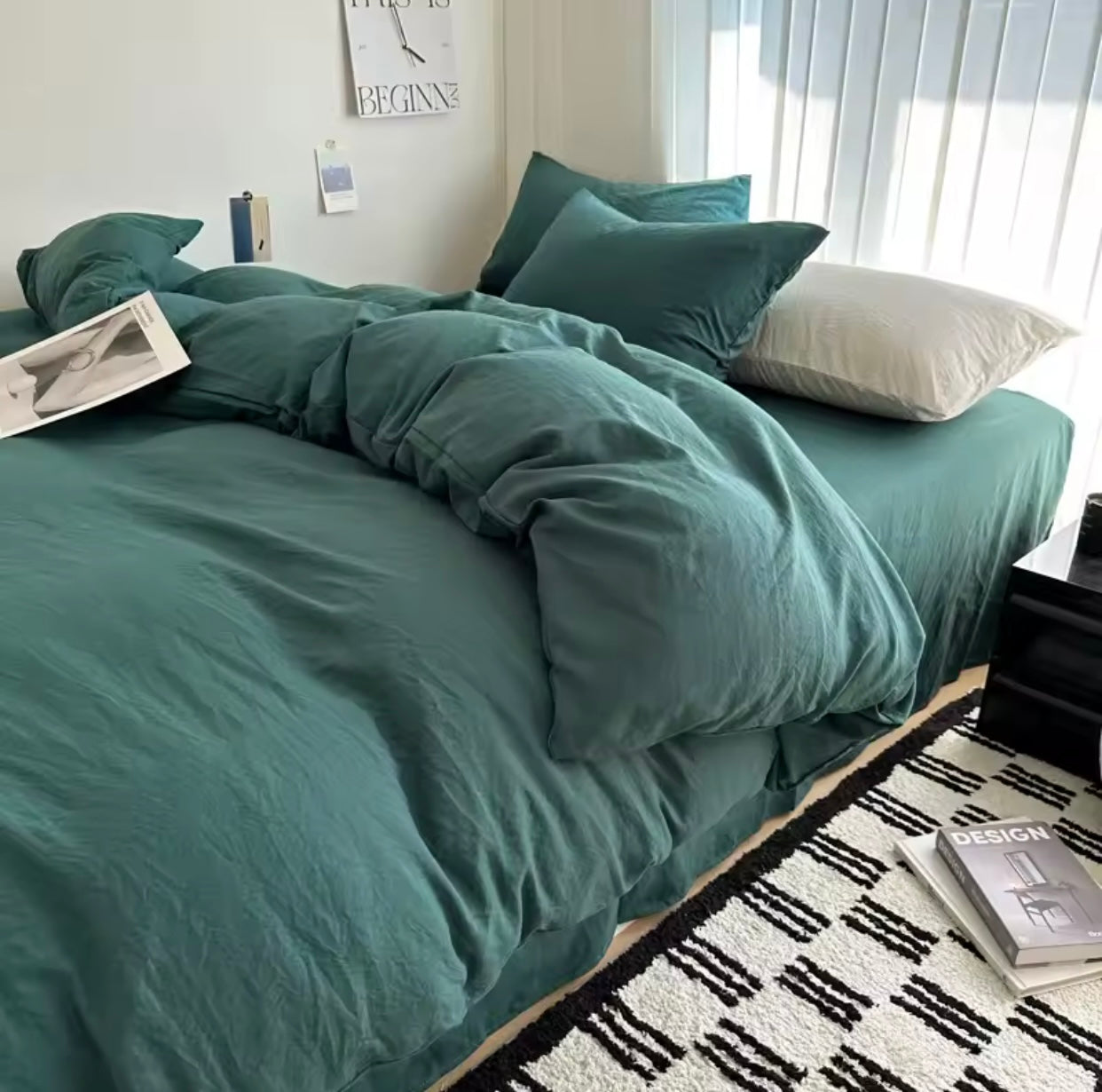 15 separate color Bed Linen Solid Cotton Bedding Set with Sheet Duvet Cover Pillowcases Single Couple Bedsheet King Queen Double Twin Size